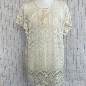 Torrid NWT Ivory Lace Tie Lace Top Plus Size